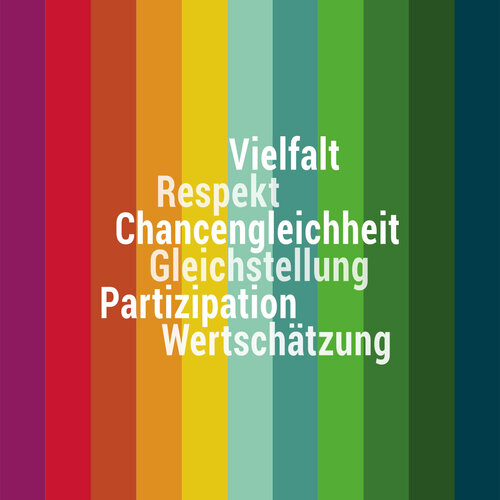 Antidiskriminierung TH AB, verschiedene Farben, Vielfalt, Respekt, Chancengleichheit, Gleichstellung, Partizipation, Wertschätzung