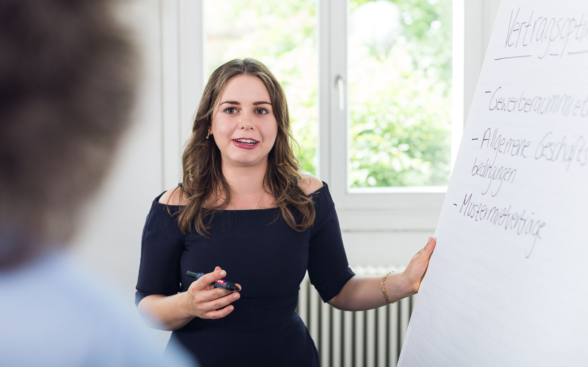 Eine Frau hält einen Vortrag über die kooperative Promotion an der TH Aschaffenburg.